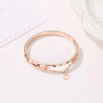Load image into Gallery viewer, Roman Numeral Heart Dangle Cuff Bracelet
