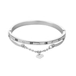 Load image into Gallery viewer, Roman Numeral Heart Dangle Cuff Bracelet
