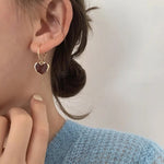 Load image into Gallery viewer, Romantic Burgundy Heart Earrings
