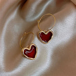 Load image into Gallery viewer, Romantic Burgundy Heart Earrings

