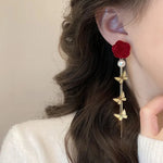 Load image into Gallery viewer, Romantic Rose Pearl Butterfly Dangle Earrings
