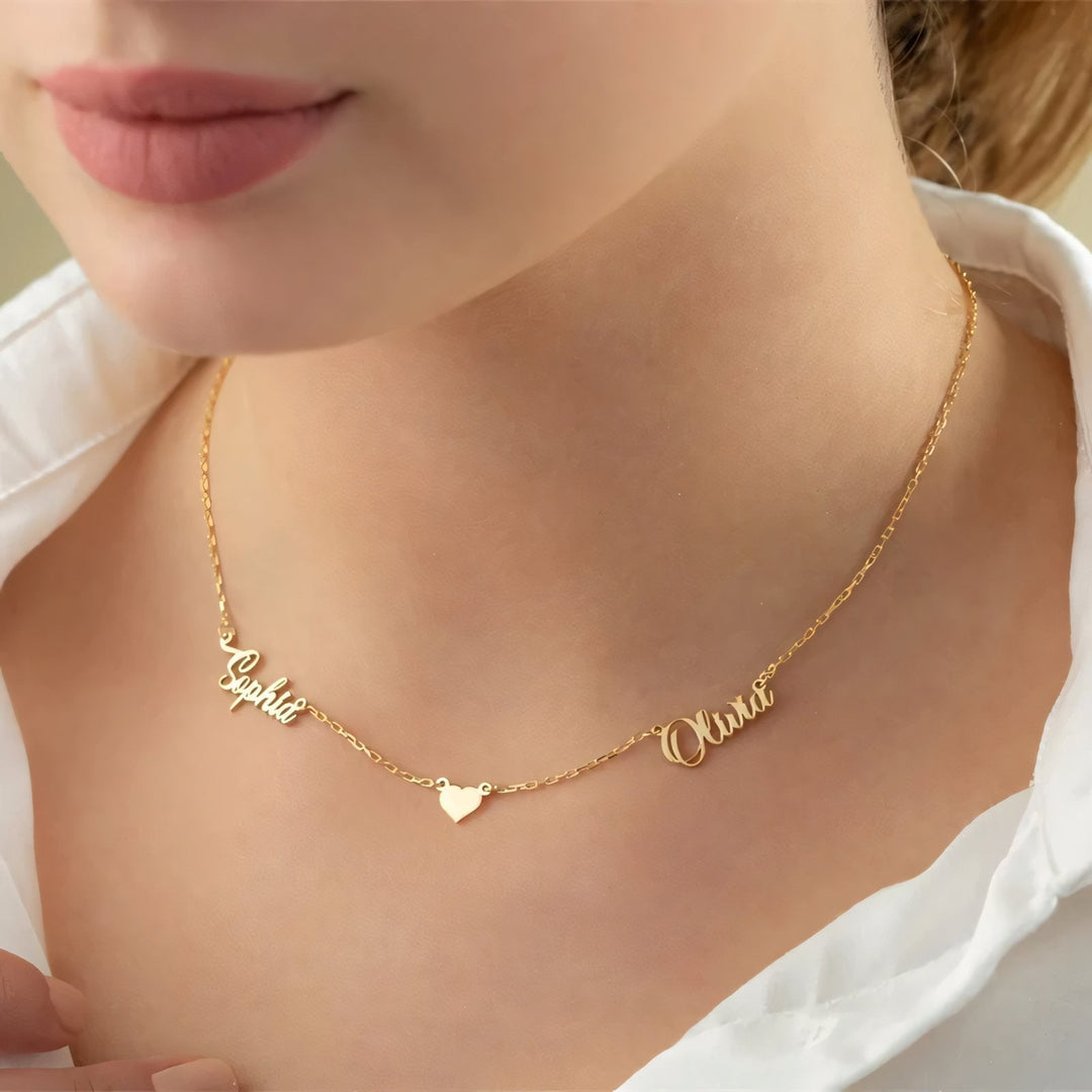 Dainty Linked Hearts Name Necklace