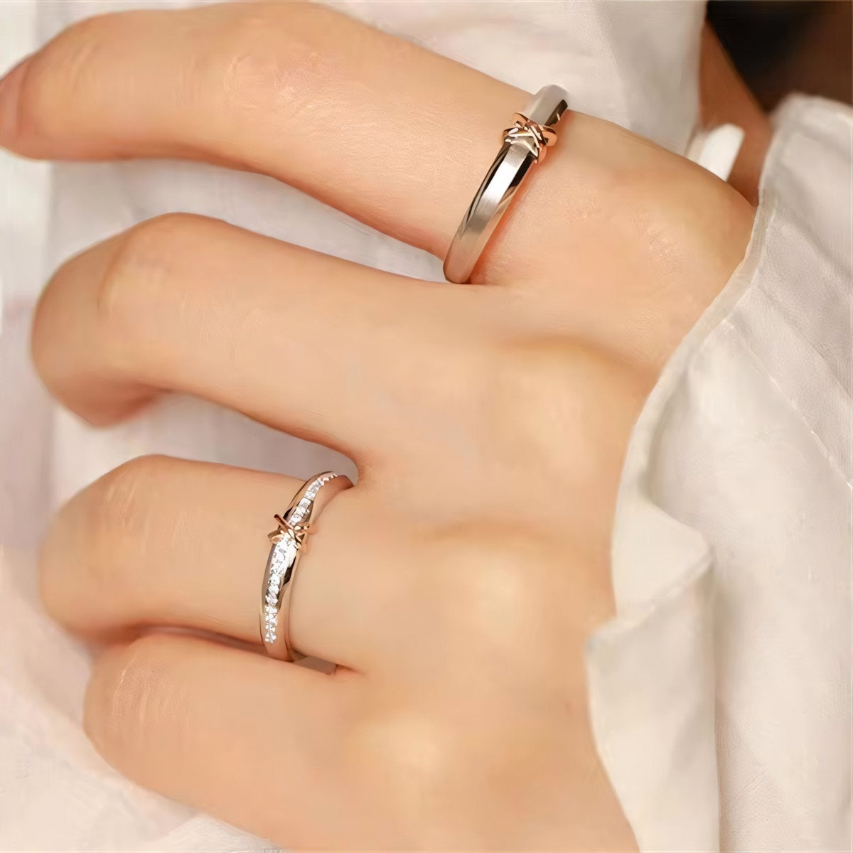 Romantic x couples rings