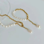 Load image into Gallery viewer, Rope Chain Pearl Contrast Bracelet and Necklace
