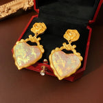 Load image into Gallery viewer, Rose Floral Enamel Heart Earrings
