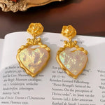 Load image into Gallery viewer, Rose Floral Enamel Heart Earrings
