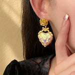 Load image into Gallery viewer, Rose Floral Enamel Heart Earrings
