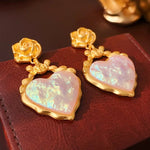 Load image into Gallery viewer, Rose Floral Enamel Heart Earrings
