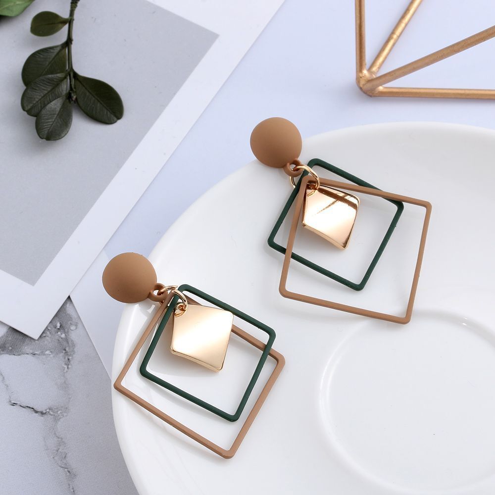 Geometric Drop Earrings Hollow Square Earrings