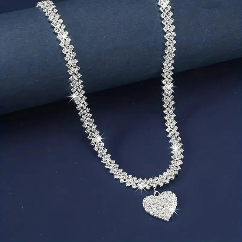 Zirconia Inlay Double Tennis Chain Necklace