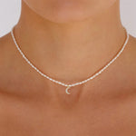 Load image into Gallery viewer, S925 Dainty Diamond Charm Pearl Necklace
