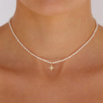 Load image into Gallery viewer, S925 Dainty Diamond Charm Pearl Necklace
