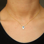 Load image into Gallery viewer, S925 Dainty Hamsa Hand Diamond Pendant Necklace
