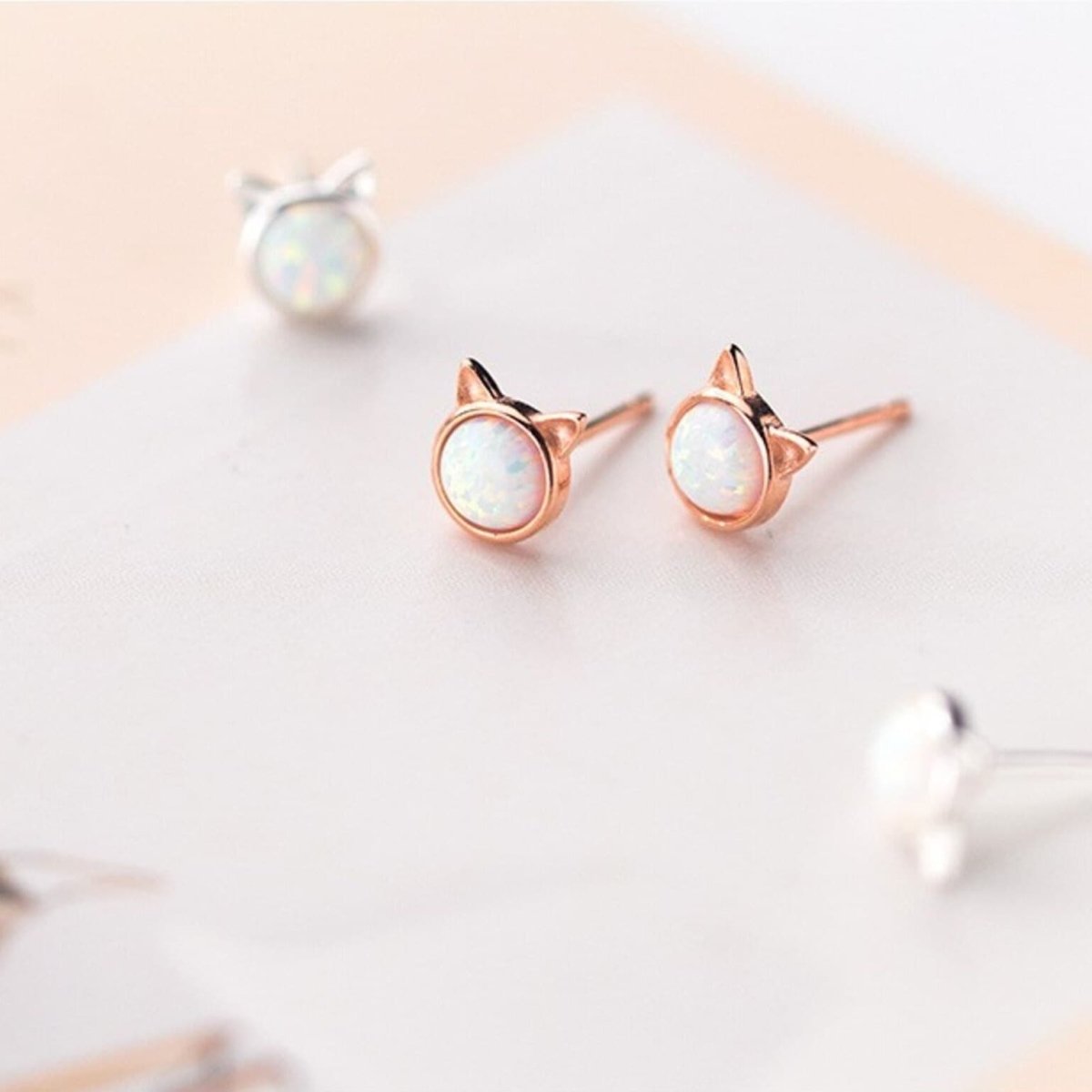 Sepideh opal stone cat earrings