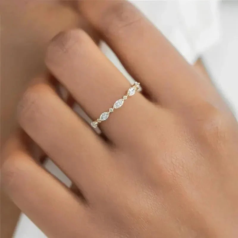 S925 thin dainty oval diamond ring 713993