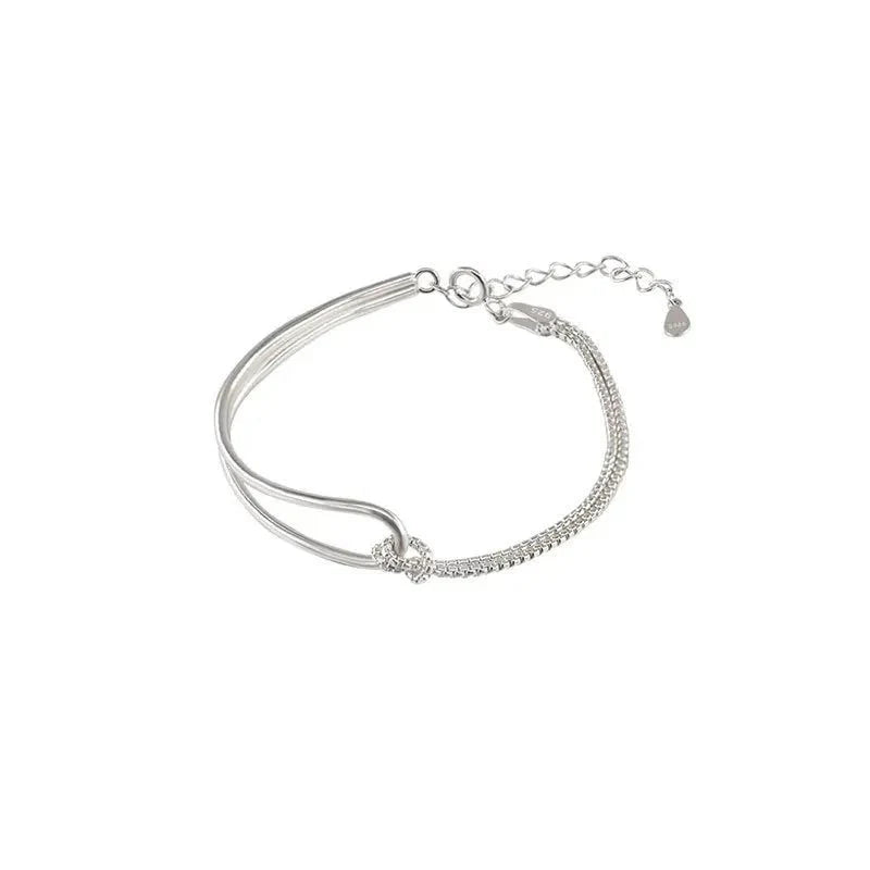 S925 twisted knot round bar bracelet