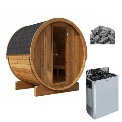 SAUNALIFE Barrel Sauna Package SaunaLife E6 Barrel Sauna with Harvia SWS60 Sauna Heater - MODELE6/SWS60