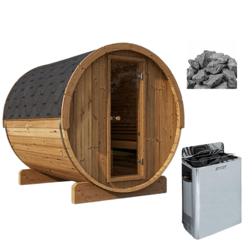 SAUNALIFE Barrel Sauna Package SaunaLife E8 Barrel Sauna with Harvia SWS80 Sauna Heater - MODELE8/SWS80