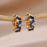 Load image into Gallery viewer, Scattered Diamonds Hoop Earrings
