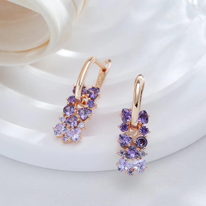 Scattered simulated amethyst earrings