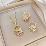 Load image into Gallery viewer, Shimmering Floral Diamond Necklace and Earrings
