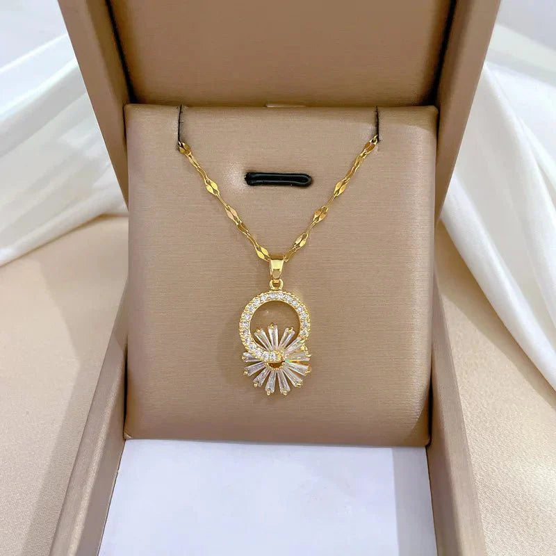 Shimmering floral diamond necklace and earrings 890393
