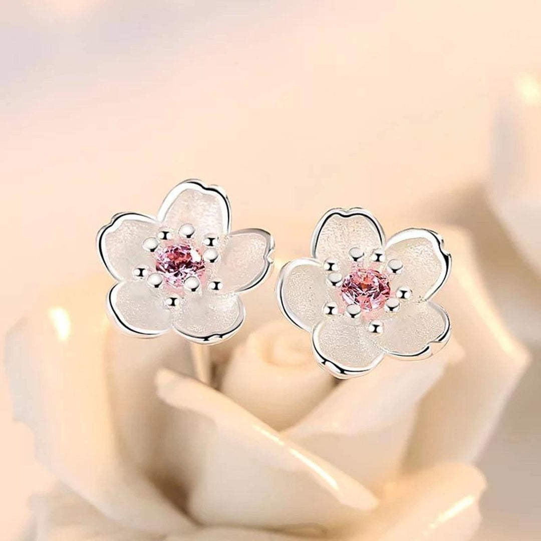Holly Silver Cherry Blossom Stud Earrings