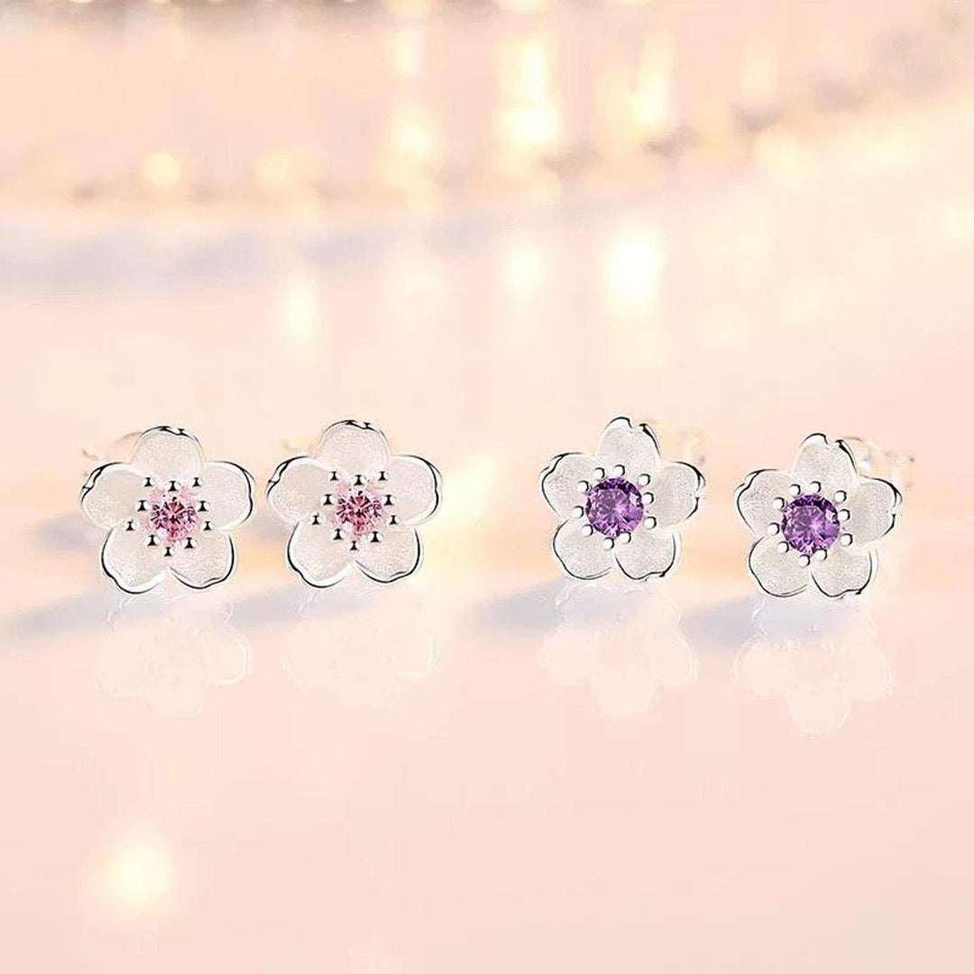 Holly Silver Cherry Blossom Stud Earrings