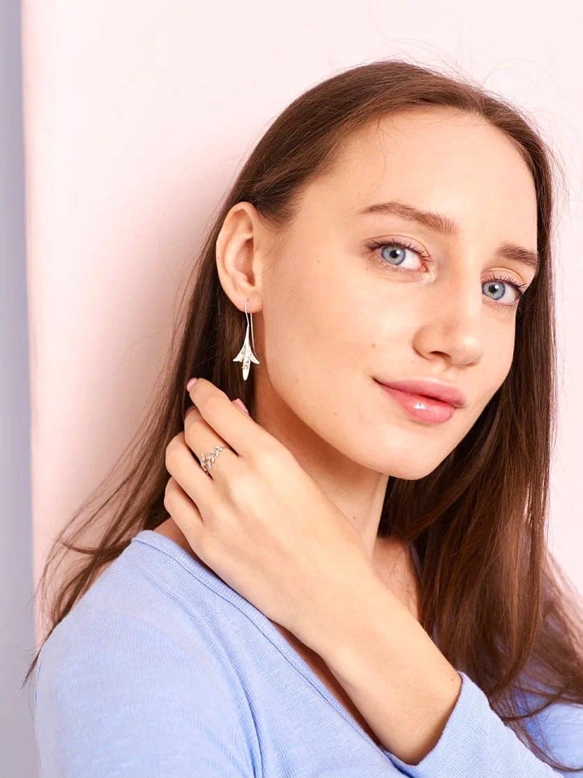 Silver Jasmine Blossom Hook Earrings