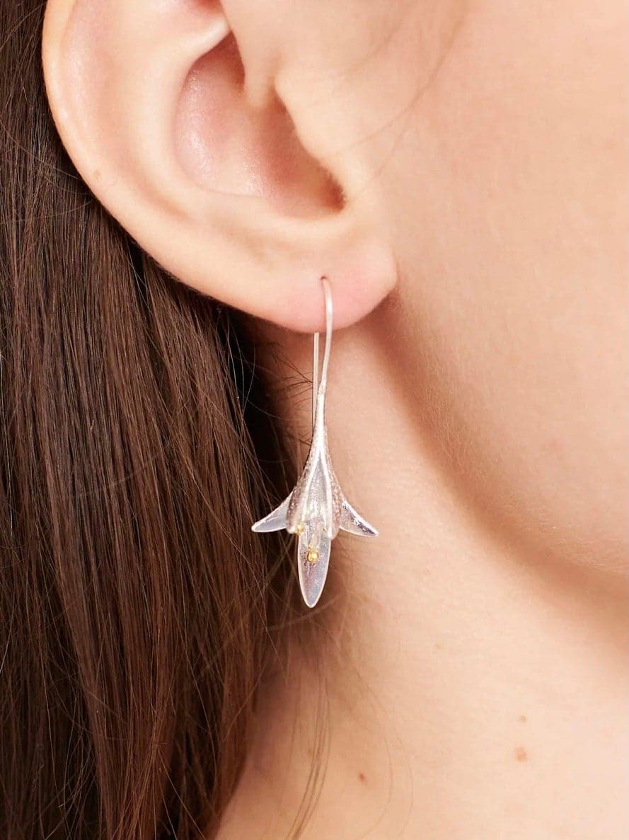 Silver Jasmine Blossom Hook Earrings