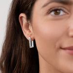 Load image into Gallery viewer, Theia Silver Rectangular Hoop Earrings
