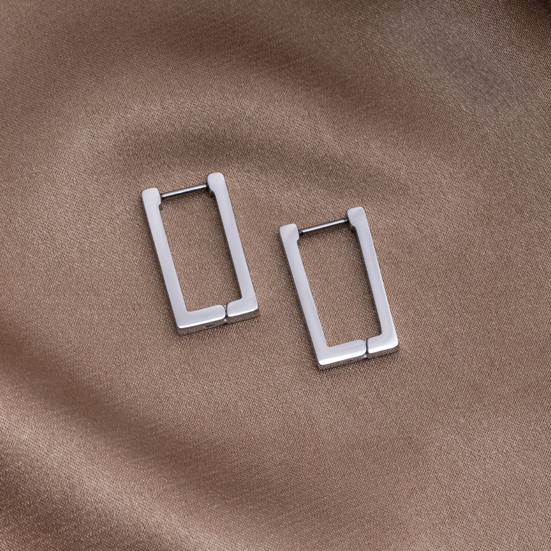 Theia Silver Rectangular Hoop Earrings