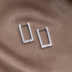 Load image into Gallery viewer, Theia Silver Rectangular Hoop Earrings
