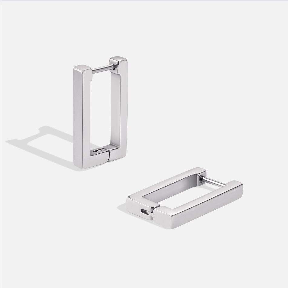 Theia Silver Rectangular Hoop Earrings