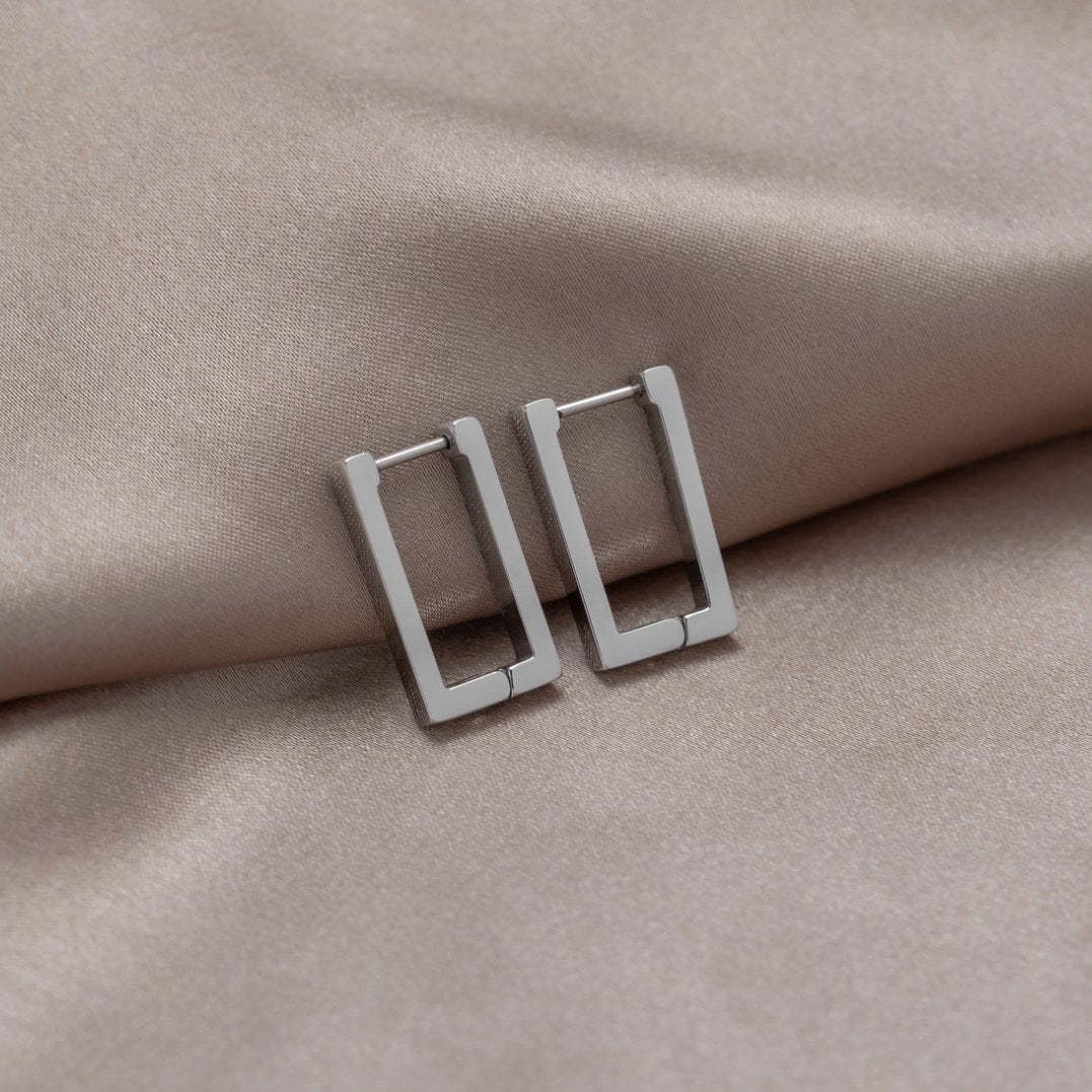 Theia Silver Rectangular Hoop Earrings