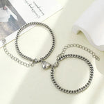 Load image into Gallery viewer, Simple Couples Cuban Magnetic Heart Bracelet Set
