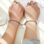 Load image into Gallery viewer, Simple Couples Cuban Magnetic Heart Bracelet Set
