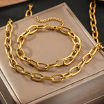 Load image into Gallery viewer, Simple Paperclip Necklace &amp; Bracelet Set
