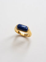 Load image into Gallery viewer, Aria Blue Stone Smooth Gold Ring

