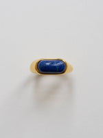 Load image into Gallery viewer, Aria Blue Stone Smooth Gold Ring
