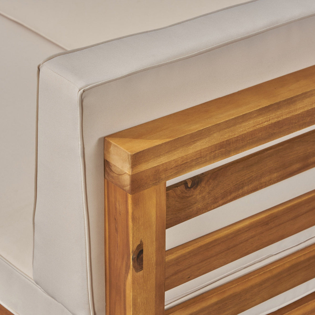 Sofa Chair Set Accent Chair Beige Acacia Wood Club Chair