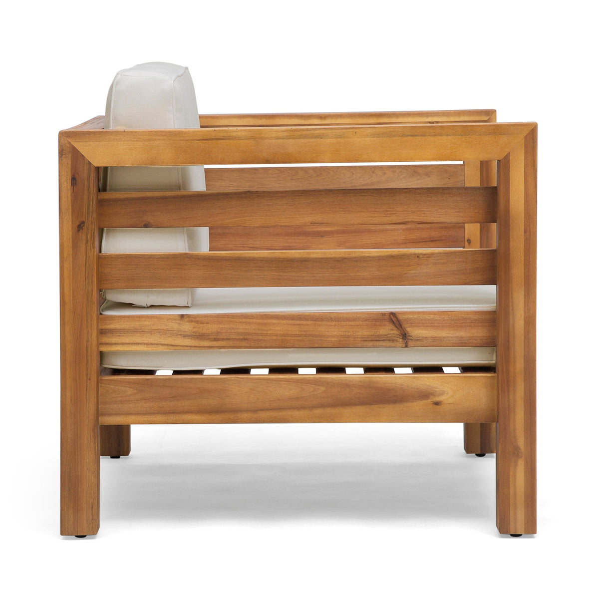 Sofa Chair Set Accent Chair Beige Acacia Wood Club Chair