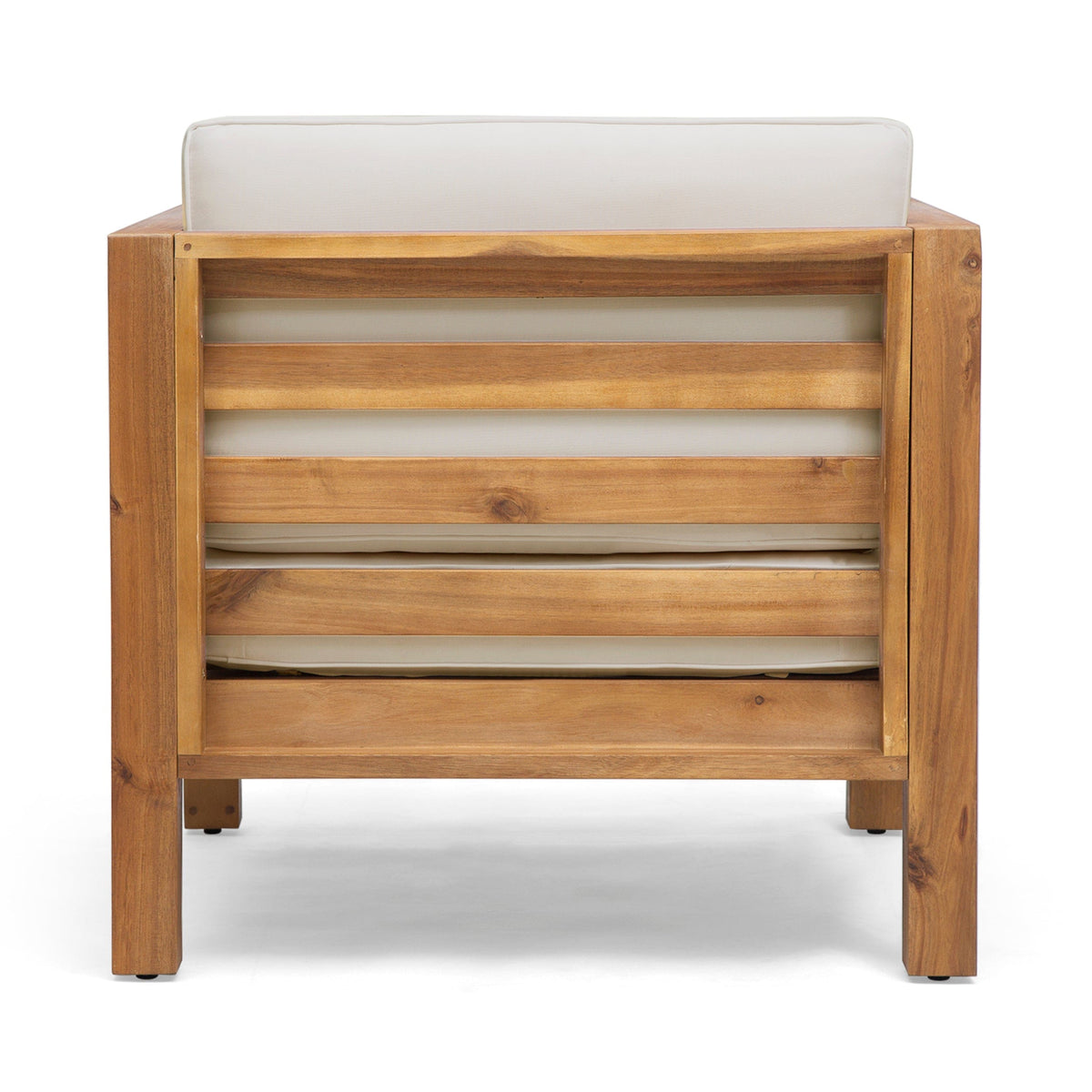 Sofa Chair Set Accent Chair Beige Acacia Wood Club Chair