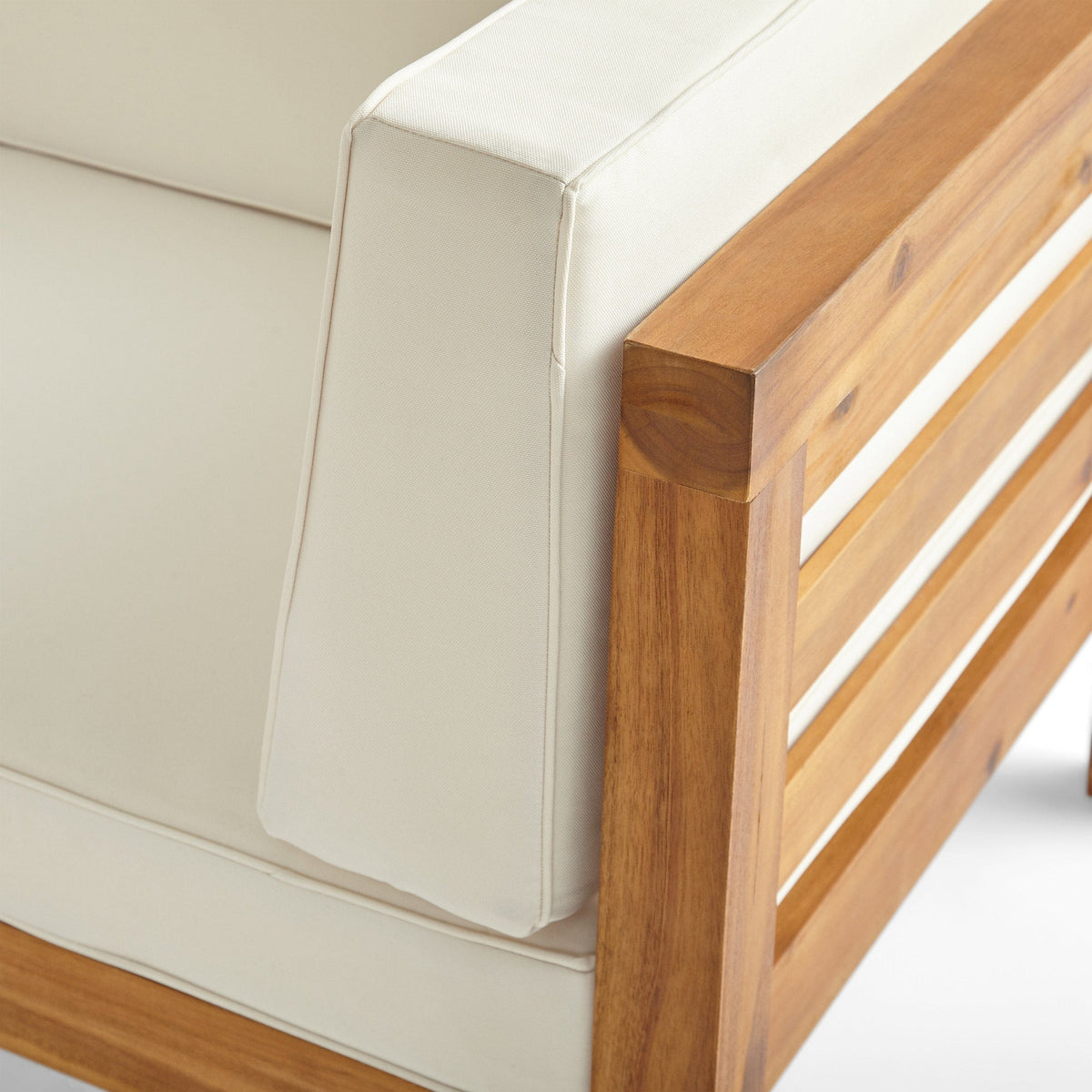 Sofa Chair Set Accent Chair Beige Acacia Wood Club Chair