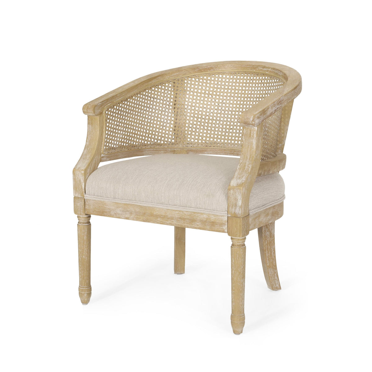 Sofa Chair Set Accent Chair Beige and Natural French Country Accent Chair with Cane Webbing