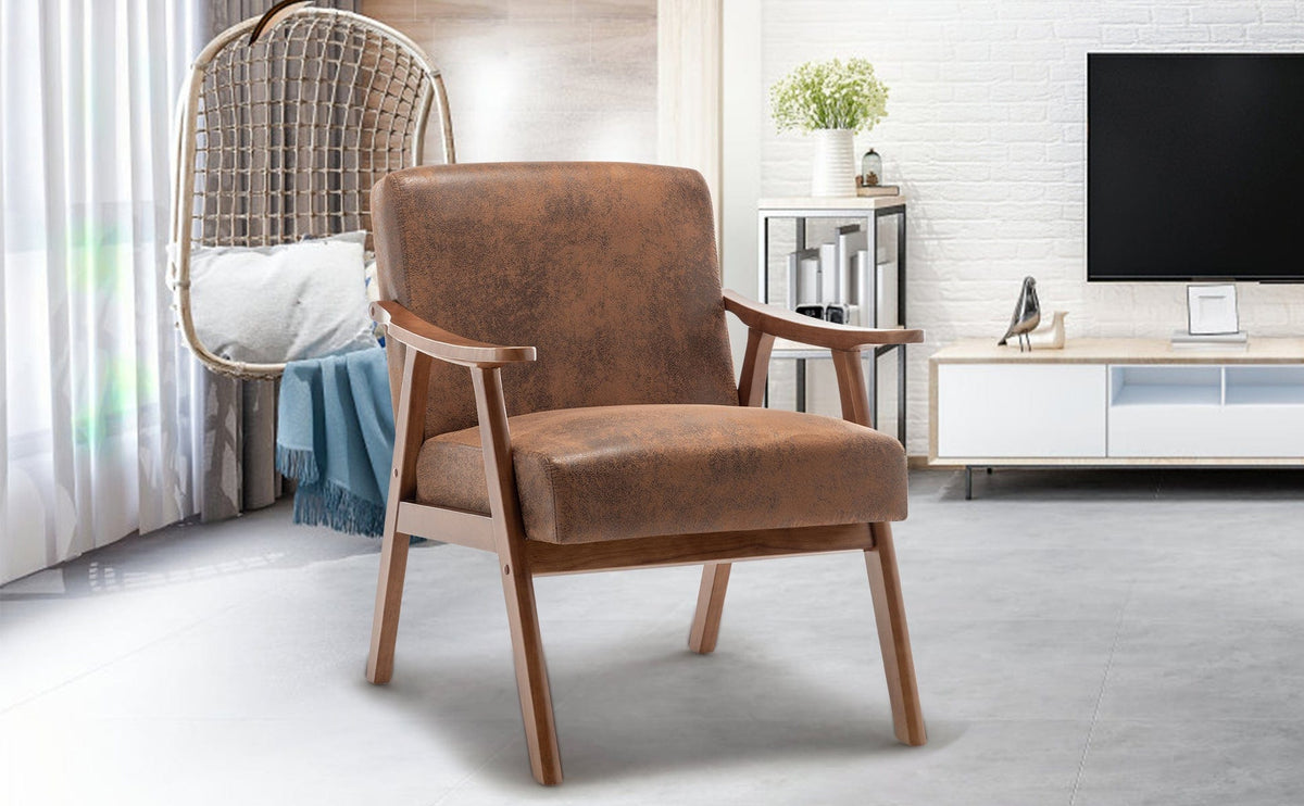 Sofa Chair Set Accent Chair Mid-Century Modern Accent Chair With Solid Wood Frame & Extra-Thick Backrest