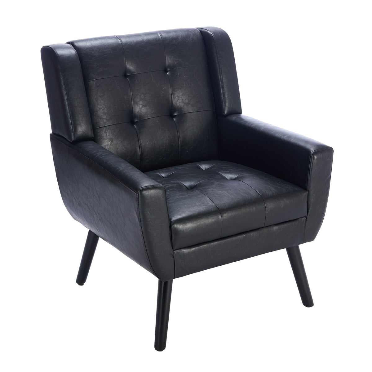 Sofa Chair Set Accent Chair Modern Soft Black Faux Leather Upholstered Accent Chair