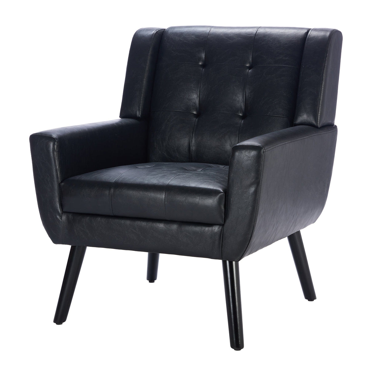 Sofa Chair Set Accent Chair Modern Soft Black Faux Leather Upholstered Accent Chair