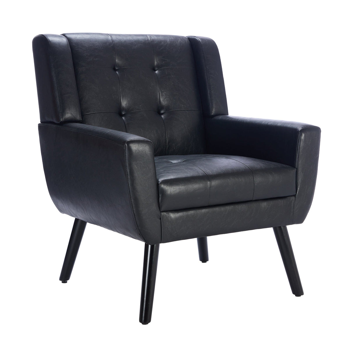 Sofa Chair Set Accent Chair Modern Soft Black Faux Leather Upholstered Accent Chair
