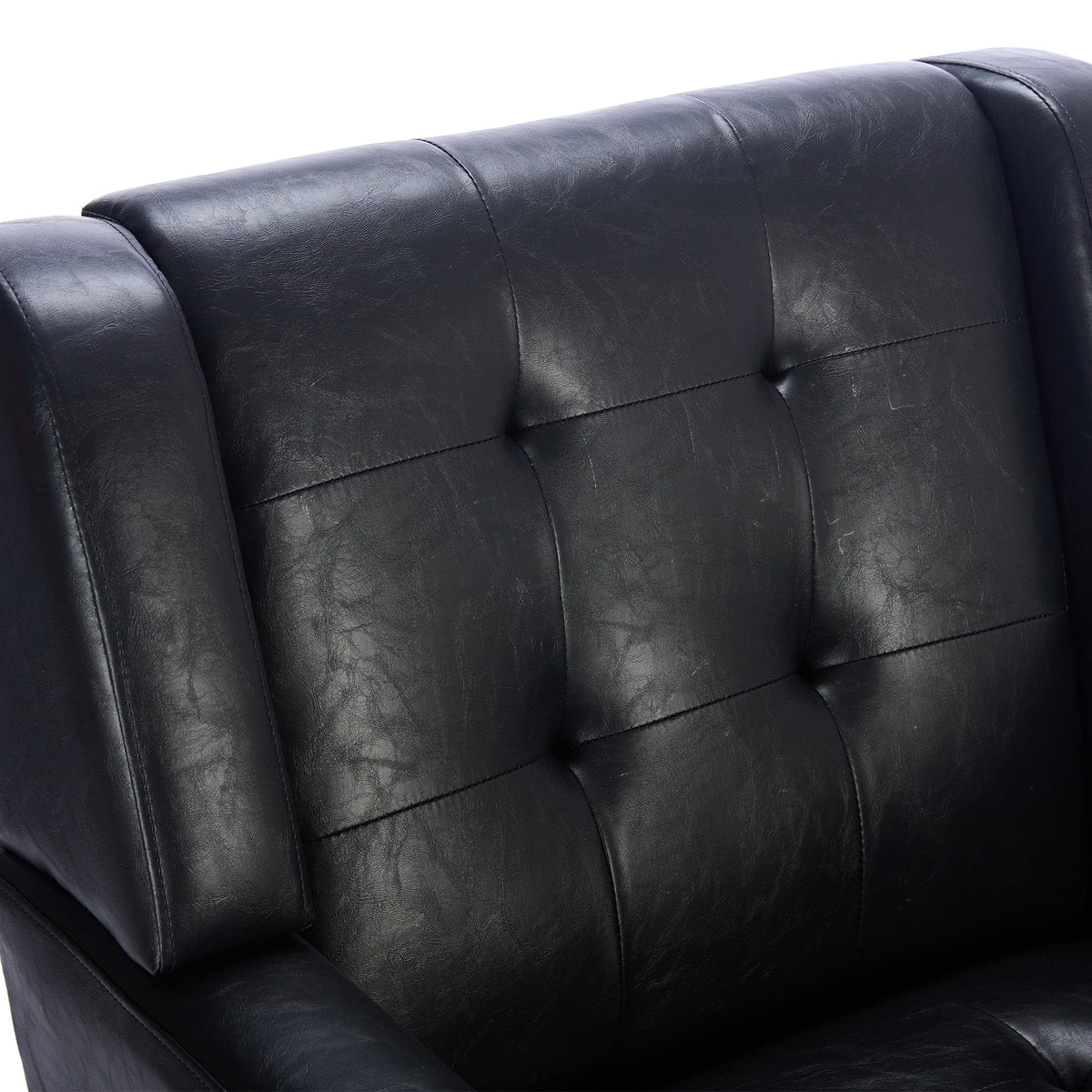Sofa Chair Set Accent Chair Modern Soft Black Faux Leather Upholstered Accent Chair